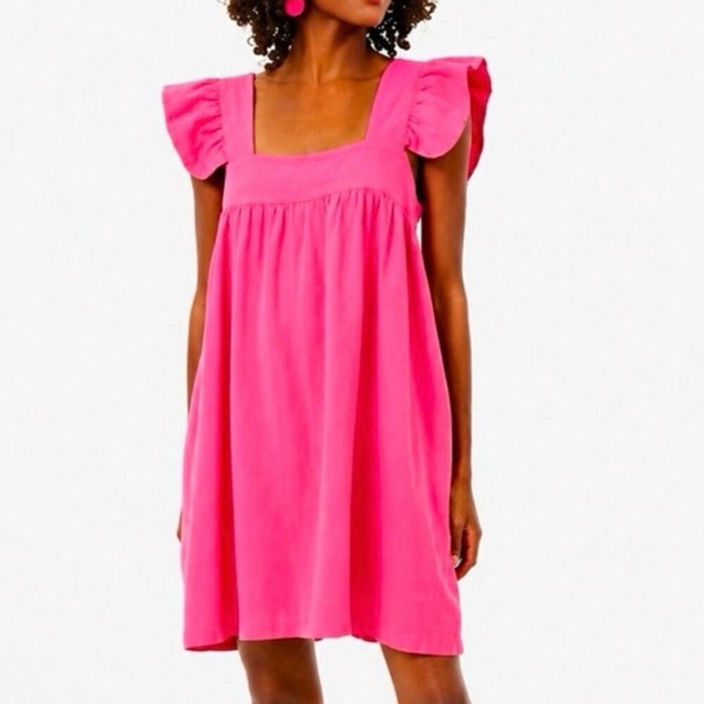 Tuckernuck Pomander Place Camellia Hazel Hot Pink Flutter Sleeve Dress Small